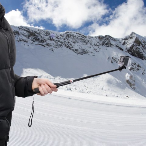 Selfie stick z uchwytem na kamerę - czarny