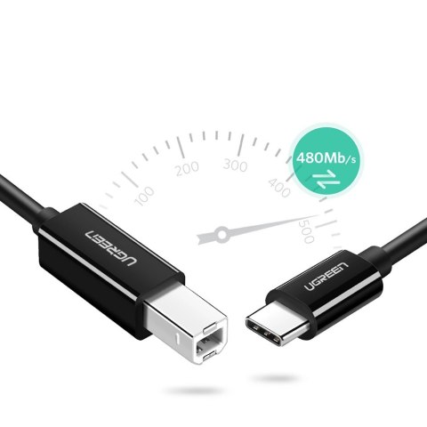 Kabel Ugreen US241 USB-C 2.0 - USB-B 1 m - czarny Kabel Ugreen US241 USB-C 2.0 - USB-B 1 m - czarny