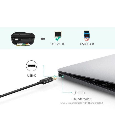 Kabel Ugreen US241 USB-C 2.0 - USB-B 1 m - czarny Kabel Ugreen US241 USB-C 2.0 - USB-B 1 m - czarny