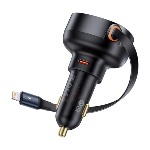 Ładowarka samochodowa Baseus Enjoyment Pro USB-C (żeńskie) / Lightning (męski) 60W - czarna Ładowarka samochodowa Baseus Enjoyment Pro USB-C (żeńskie) / Lightning (męski) 60W - czarna