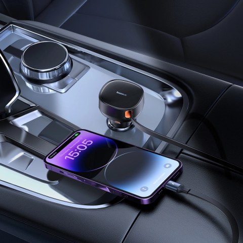 Ładowarka samochodowa Baseus Enjoyment Pro USB-C (żeńskie) / Lightning (męski) 60W - czarna Ładowarka samochodowa Baseus Enjoyment Pro USB-C (żeńskie) / Lightning (męski) 60W - czarna