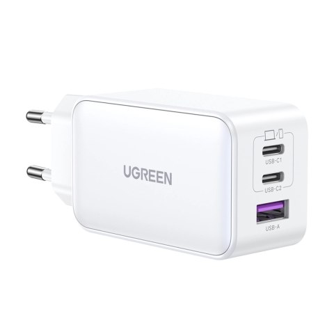 Szybka ładowarka sieciowa GaN Ugreen CD244 65W USB-A / 2x USB-C - biała Szybka ładowarka sieciowa GaN Ugreen CD244 65W USB-A / 2x USB-C - biała