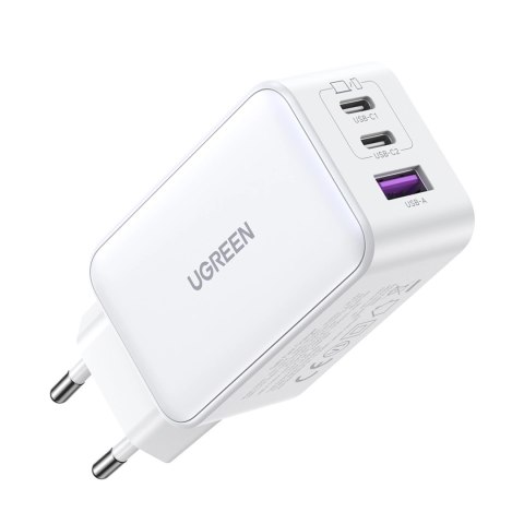 Szybka ładowarka sieciowa GaN Ugreen CD244 65W USB-A / 2x USB-C - biała Szybka ładowarka sieciowa GaN Ugreen CD244 65W USB-A / 2x USB-C - biała