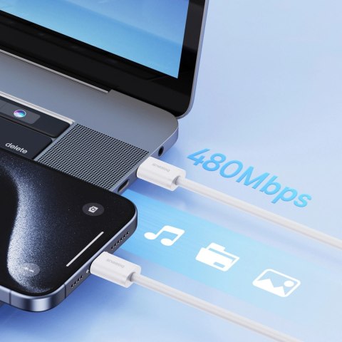 Kabel Baseus Superior Series ll USB-C - USB-C 30W 480Mb/s 1m - biały Kabel Baseus Superior Series ll USB-C - USB-C 30W 480Mb/s 1m - biały