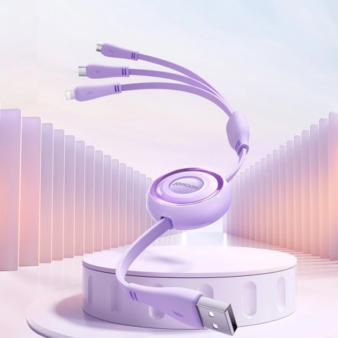 Kabel Joyroom Colorful Series S-A40 zwijany 3w1 USB-A - USB-C / Lightning / micro USB 1m - fioletowy