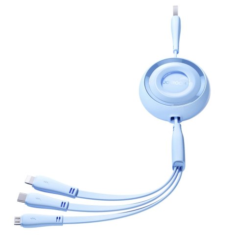 Kabel Joyroom Colorful Series S-A40 zwijany 3w1 USB-A - USB-C / Lightning / micro USB 1m - niebieski Kabel Joyroom Colorful Series S-A40 zwijany 3w1 USB-A - USB-C / Lightning / micro USB 1m - niebieski