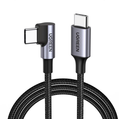 Kabel Ugreen US255 50122 USB-C (prosty) / USB-C (kątowy) PD QC 60W 3A 0.5m - szary Kabel Ugreen US255 50122 USB-C (prosty) / USB-C (kątowy) PD QC 60W 3A 0.5m - szary