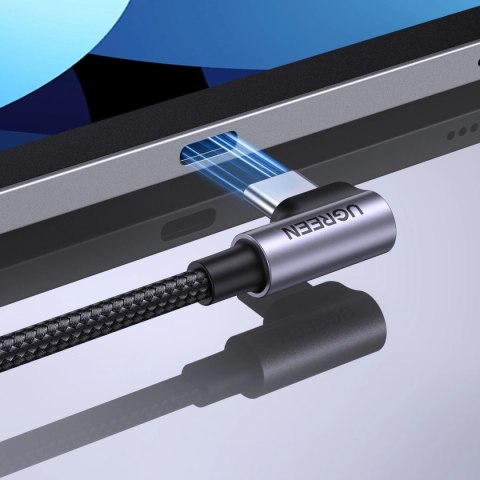 Kabel Ugreen US255 50122 USB-C (prosty) / USB-C (kątowy) PD QC 60W 3A 0.5m - szary Kabel Ugreen US255 50122 USB-C (prosty) / USB-C (kątowy) PD QC 60W 3A 0.5m - szary