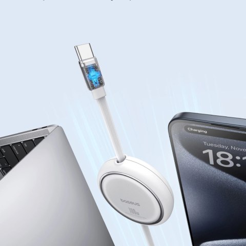 Kabel wysuwany Baseus Free2Draw Mini USB-C - USB-C 100W 1m - biały Kabel wysuwany Baseus Free2Draw Mini USB-C - USB-C 100W 1m - biały