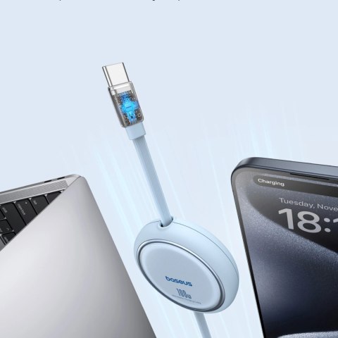 Kabel wysuwany Baseus Free2Draw Mini USB-C - USB-C 100W 1m - niebieski Kabel wysuwany Baseus Free2Draw Mini USB-C - USB-C 100W 1m - niebieski