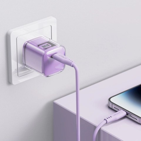 Ładowarka Acefast A53 PD 30W GaN USB-C z wyświetlaczem - fioletowa Ładowarka Acefast A53 PD 30W GaN USB-C z wyświetlaczem - fioletowa