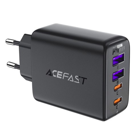 Ładowarka Acefast A61 PD 45W GaN 2 x USB-C + 2 x USB-A z 4 portami - czarna Ładowarka Acefast A61 PD 45W GaN 2 x USB-C + 2 x USB-A z 4 portami - czarna