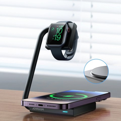 Ładowarka indukcyjna 2w1 Joyroom JR-WQN05 15W MagSafe / Qi składana - czarna Ładowarka indukcyjna 2w1 Joyroom JR-WQN05 15W MagSafe / Qi składana - czarna