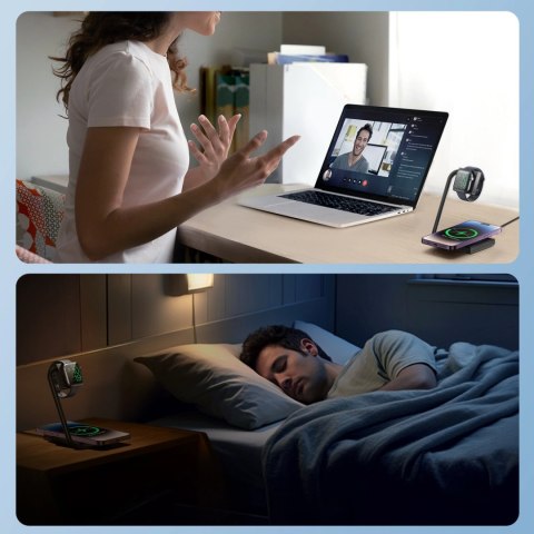 Ładowarka indukcyjna 2w1 Joyroom JR-WQN05 15W MagSafe / Qi składana - czarna Ładowarka indukcyjna 2w1 Joyroom JR-WQN05 15W MagSafe / Qi składana - czarna