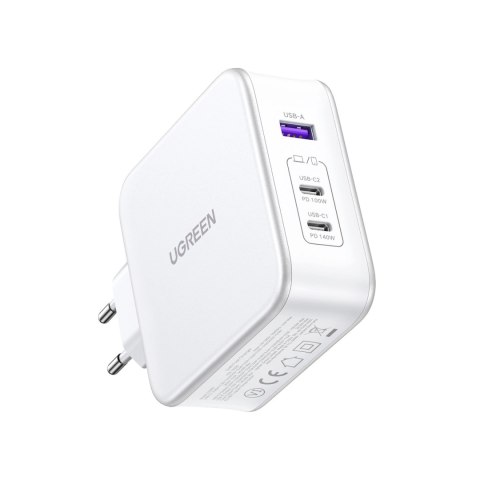 Ładowarka sieciowa GaN Ugreen Nexode CD289 USB-A/2xUSB-C 140W + kabel USB-C - USB-C 1.5m - biała Ładowarka sieciowa GaN Ugreen Nexode CD289 USB-A/2xUSB-C 140W + kabel USB-C - USB-C 1.5m - biała