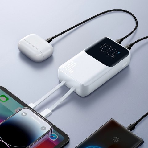 Mini powerbank Joyroom JR-PBC06 z wbudowanymi kablami USB-C / Lightning 30W 10000mAh - biały Mini powerbank Joyroom JR-PBC06 z wbudowanymi kablami USB-C / Lightning 30W 10000mAh - biały