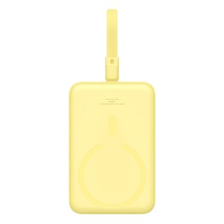 Powerbank Baseus Magnetic Mini MagSafe 10000mAh 20W z wbudowanym kablem Lightning - żółty + kabel Baseus Simple Series USB-C - U