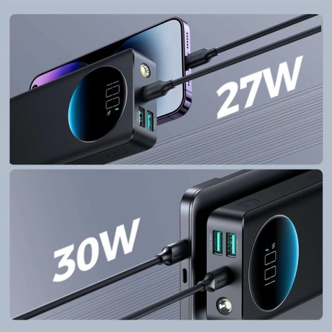 Powerbank Joyroom JR-PBF02 30W 20000mAh + kabel USB-A - USB-C 0.25m - czarny Powerbank Joyroom JR-PBF02 30W 20000mAh + kabel USB-A - USB-C 0.25m - czarny