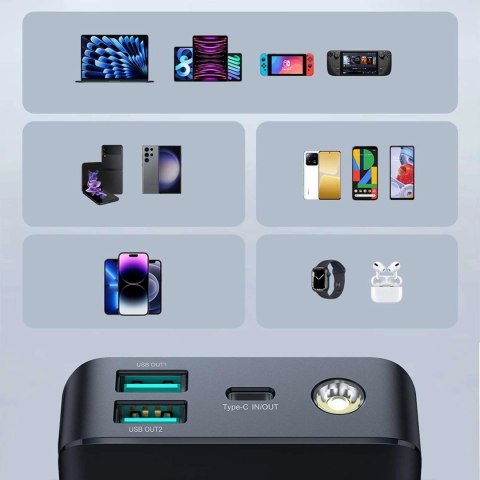 Powerbank Joyroom JR-PBF03 30W 30000mAh + kabel USB-A - USB-C 0.25m - czarny Powerbank Joyroom JR-PBF03 30W 30000mAh + kabel USB-A - USB-C 0.25m - czarny