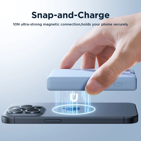Powerbank Joyroom JR-PBM01 magnetyczny 10000mAh 20W z podstawką + kabel Lightning - USB-C - niebieski Powerbank Joyroom JR-PBM01 magnetyczny 10000mAh 20W z podstawką + kabel Lightning - USB-C - niebieski