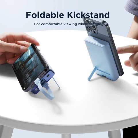 Powerbank Joyroom JR-PBM01 magnetyczny 10000mAh 20W z podstawką + kabel Lightning - USB-C - niebieski Powerbank Joyroom JR-PBM01 magnetyczny 10000mAh 20W z podstawką + kabel Lightning - USB-C - niebieski