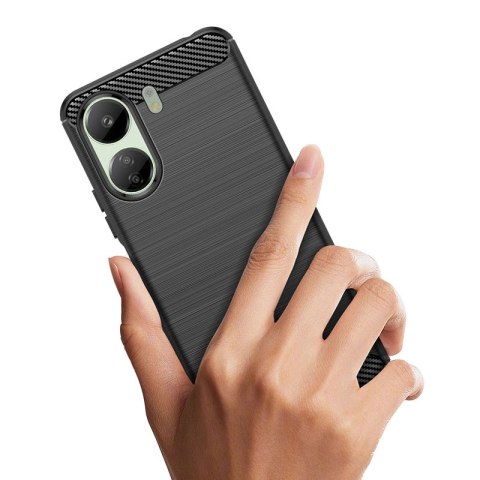 Etui Carbon Case do Xiaomi Redmi 13c elastyczny silikonowy karbonowy pokrowiec - czarny Etui Carbon Case do Xiaomi Redmi 13c elastyczny silikonowy karbonowy pokrowiec - czarny