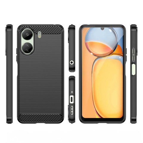 Etui Carbon Case do Xiaomi Redmi 13c elastyczny silikonowy karbonowy pokrowiec - czarny Etui Carbon Case do Xiaomi Redmi 13c elastyczny silikonowy karbonowy pokrowiec - czarny