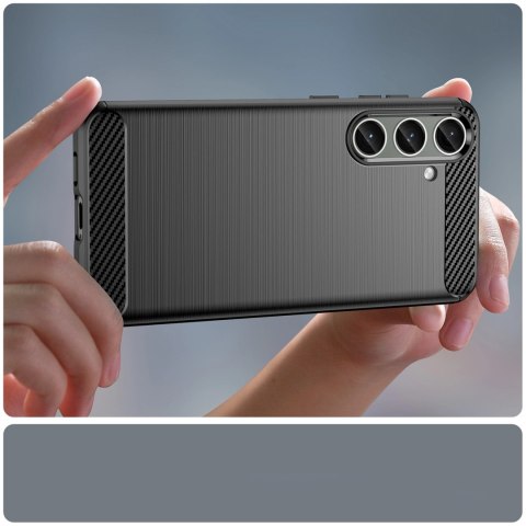 Etui do Carbon Case Samsung Galaxy S24+ elastyczny silikonowy karbonowy pokrowiec - czarny Etui do Carbon Case Samsung Galaxy S24+ elastyczny silikonowy karbonowy pokrowiec - czarny