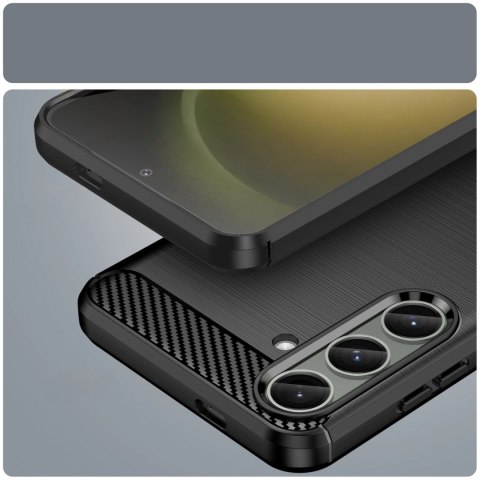 Etui do Carbon Case Samsung Galaxy S24+ elastyczny silikonowy karbonowy pokrowiec - czarny Etui do Carbon Case Samsung Galaxy S24+ elastyczny silikonowy karbonowy pokrowiec - czarny