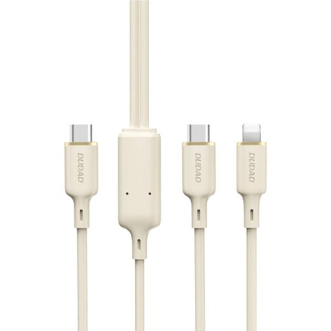 Kabel 2w1 Dudao L7SF USB-C - USB-C / Lightning 100W 1.2m - beżowy