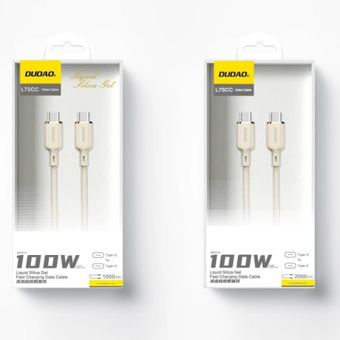 Kabel Dudao L7SCC USB-C - USB-C 100W 1m - beżowy Kabel Dudao L7SCC USB-C - USB-C 100W 1m - beżowy