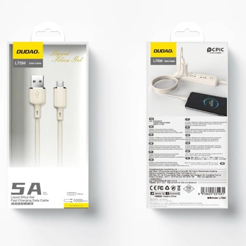 Kabel Dudao L7SM USB-A - micro USB 5A 1m - beżowy Kabel Dudao L7SM USB-A - micro USB 5A 1m - beżowy