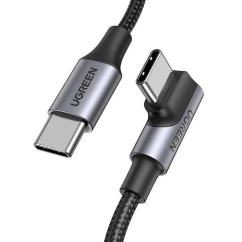 Kabel Ugreen US334 70643 USB-C (kątowy) / USB-C (prosty) 100W PD 1m - czarny Kabel Ugreen US334 70643 USB-C (kątowy) / USB-C (prosty) 100W PD 1m - czarny