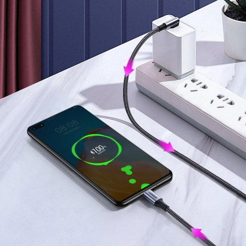 Kabel Ugreen US334 70643 USB-C (kątowy) / USB-C (prosty) 100W PD 1m - czarny Kabel Ugreen US334 70643 USB-C (kątowy) / USB-C (prosty) 100W PD 1m - czarny