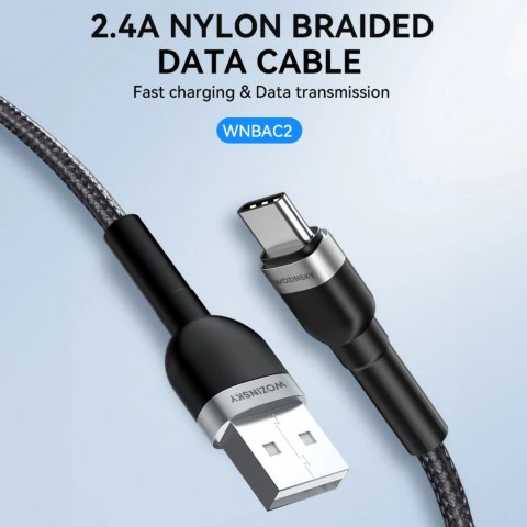 Kabel Wozinsky WNBAC2 USB-A / USB-C 2.4A 2 m - czarny Kabel Wozinsky WNBAC2 USB-A / USB-C 2.4A 2 m - czarny