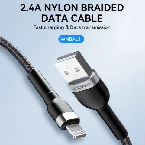 Kabel Wozinsky WNBAL1 USB-A / Lightning 2.4A 1 m - czarny Kabel Wozinsky WNBAL1 USB-A / Lightning 2.4A 1 m - czarny