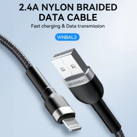 Kabel Wozinsky WNBAL2 USB-A / Lightning 2.4A 2 m - czarny Kabel Wozinsky WNBAL2 USB-A / Lightning 2.4A 2 m - czarny