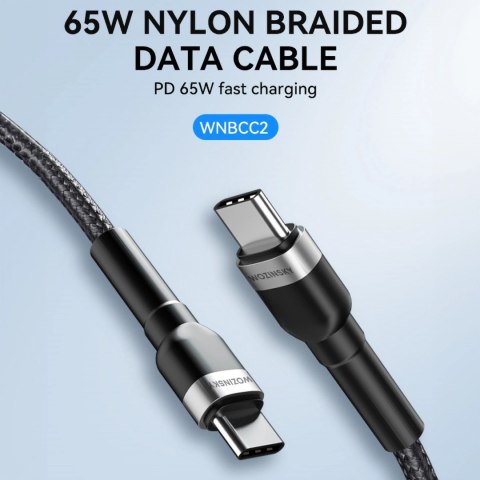 Kabel Wozinsky WNBCC2 USB-C / USB-C PD 65W 2 m - czarny Kabel Wozinsky WNBCC2 USB-C / USB-C PD 65W 2 m - czarny