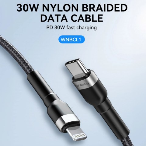 Kabel Wozinsky WNBCL1 Lightning / USB-C PD 30W 1 m - czarny Kabel Wozinsky WNBCL1 Lightning / USB-C PD 30W 1 m - czarny