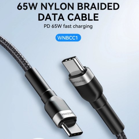 Kabel Wozinsky WNBCC1 USB-C / USB-C PD 65W 1 m - czarny Kabel Wozinsky WNBCC1 USB-C / USB-C PD 65W 1 m - czarny