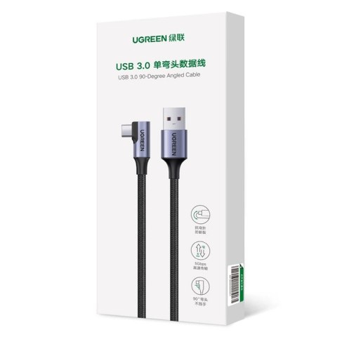 Kabel kątowy Ugreen US385 USB-A / USB-C 90º 5Gb/s 3A 1m - czarny Kabel kątowy Ugreen US385 USB-A / USB-C 90º 5Gb/s 3A 1m - czarny