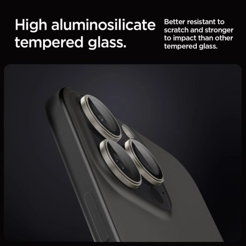 Osłona aparatu Spigen Optik.tR EZ Fit Camera Protector na iPhone 14 Pro / Pro Max / 15 Pro / Pro Max - tytan naturalny 2 szt.