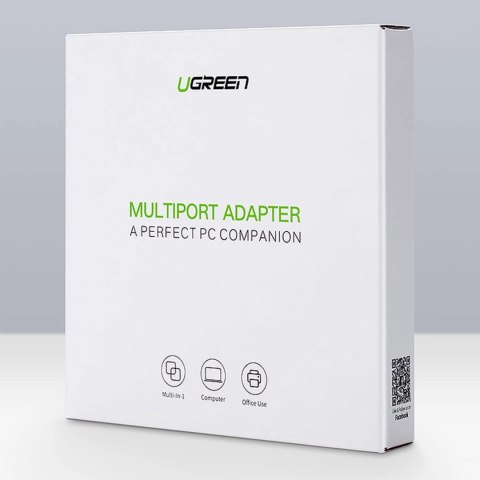 Adapter sieciowy Ugreen 20264 RJ45 / USB-A 10/100Mbps HUB 3x USB-A 2.0 - czarny