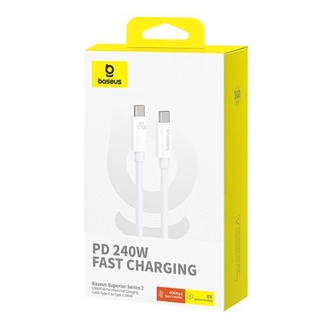Kabel Baseus CB000066 USB-C - USB-C 240W PD 8K 60Hz 1m - biały Kabel Baseus CB000066 USB-C - USB-C 240W PD 8K 60Hz 1m - biały
