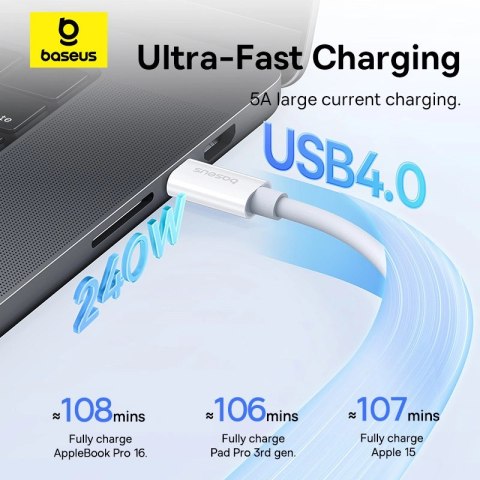 Kabel Baseus CB000066 USB-C - USB-C 240W PD 8K 60Hz 1m - biały Kabel Baseus CB000066 USB-C - USB-C 240W PD 8K 60Hz 1m - biały