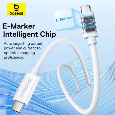 Kabel Baseus CB000066 USB-C - USB-C 240W PD 8K 60Hz 1m - biały Kabel Baseus CB000066 USB-C - USB-C 240W PD 8K 60Hz 1m - biały
