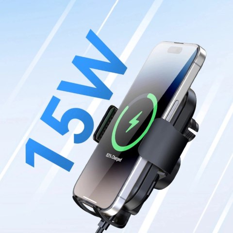 Uchwyt Wozinsky WUMID na telefon z ładowarką indukcyjną 15W na deskę rozdzielczą samochodu - czarny Uchwyt Wozinsky WUMID na telefon z ładowarką indukcyjną 15W na deskę rozdzielczą samochodu - czarny