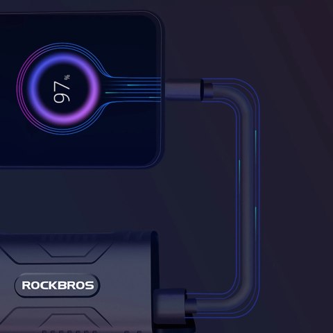 Lampka rowerowa Rockbros 24310002001 850 lm z funkcją powerbanku + kabel USB-C - USB-A - czarna Lampka rowerowa Rockbros 24310002001 850 lm z funkcją powerbanku + kabel USB-C - USB-A - czarna