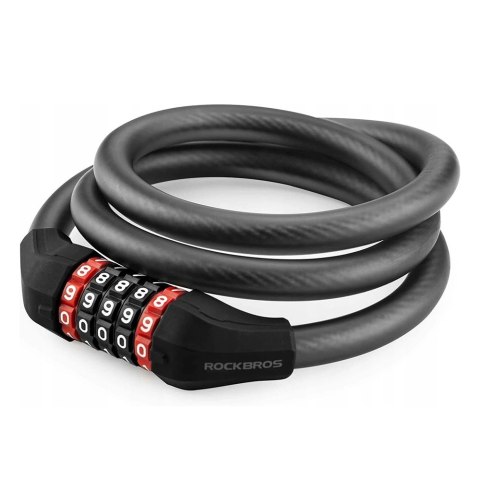 Zapięcie rowerowe Rockbros RKS507-1BK na szyfr 1,8m - czarne Zapięcie rowerowe Rockbros RKS507-1BK na szyfr 1,8m - czarne