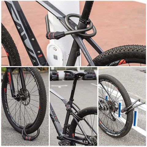 Zapięcie rowerowe Rockbros RKS507-1BK na szyfr 1,8m - czarne Zapięcie rowerowe Rockbros RKS507-1BK na szyfr 1,8m - czarne